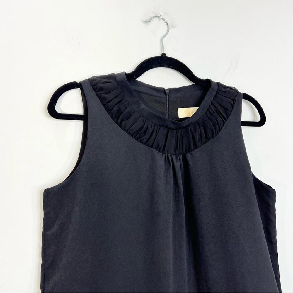 BONSUI Korea designer black ruffle hem sleeveless minimalist mini dress T1 - Picture 5 of 12